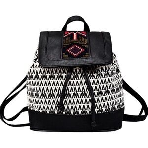 Women’s Mini Backpack Purse Natural Arrowhead Aztec Print Pattern Bag